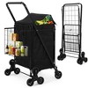 Utility Cart with Stair-Climbing Wheels,360° Swivel,Foldable Grocery Trolley with Waterproof Basket Liner for Shopping, Multi-Floor Transport - 3 of 4