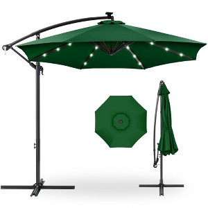Best Choice Products 10ft Solar LED Offset Hanging Outdoor Market Patio Umbrella w/ Adjustable Tilt - 1 of 4