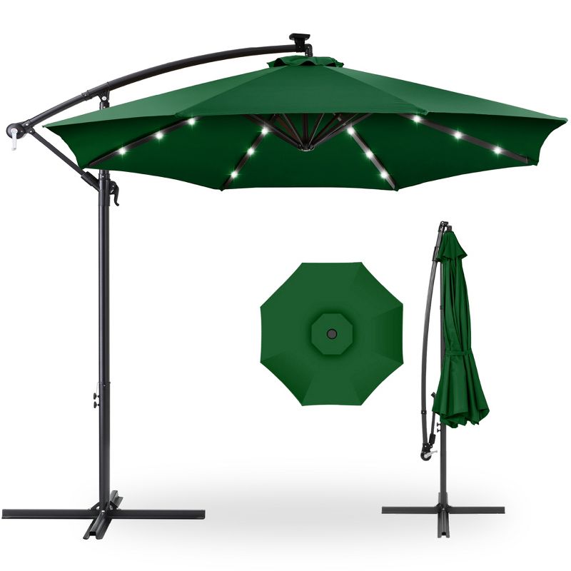 Best Choice Products 10ft Solar LED Offset Hanging Outdoor Market Patio Umbrella w/ Adjustable Tilt, 1 of 9