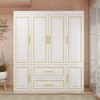 Keloyid White Wood 62.99 in. Armoire with 2 Drawers, 6 Shelves and Hanging Rods - 3 of 4
