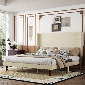 Sapphtopaz Bed Frame Platform Bed with Stylish Comfortable High Headboard for Reading or Relaxing, No Box Spring Needed - 1 of 4