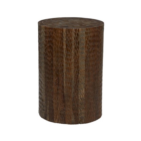 Coastal Teak Wood Accent Stool Brown - Olivia & May: Indoor Side Table ...