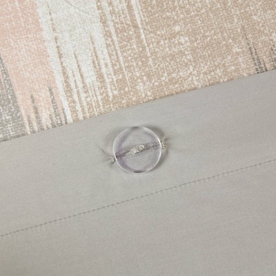 Full/Queen Blush and Gray Cotton Ikat Sham Set