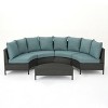 Christopher Knight Home Harper Outdoor Wicker 4 Seater Semi-Circle Sectional Sofa Set with Water-Resistant Cushions - 2 of 4