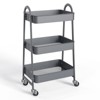 FONTOI 3 Tier Rolling Cart, Metal Utility Storage Organizer with Wheels, Kitchen Trolley, Bathroom, Office Shelves, Grey, 16.9"*12.2"*30.9" - 2 of 4