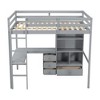 NicBex Full Sie Loft Bed with Desk Wooden Bed Frame with Storage Shelves, Drawers, Ladder and Full Length Guardrail, No Box Spring Required - 3 of 4