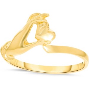 10k Yellow Gold 8mm Heart In Hand Filigree Ring - 1 of 4