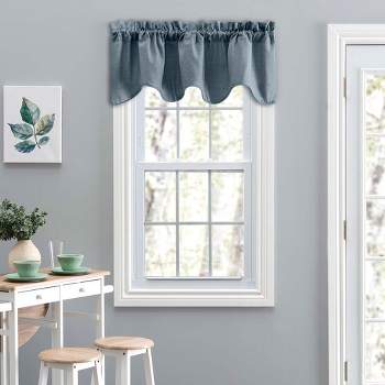 Ellis Curtain Lisa Solid Lined Scallop Valance 58" x 15" Dusty Blue