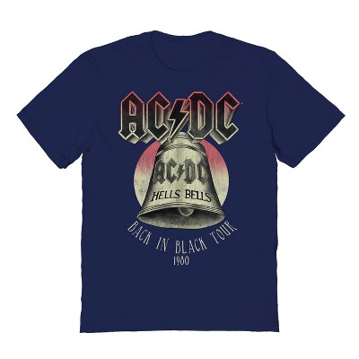 ACDC Men's Back In Black Tour Short Sleeve Graphic Cotton T-shirt