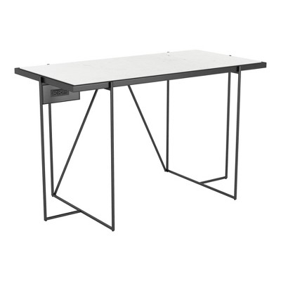 Valencia Marble Desk White/Matte Black - ZM Home