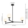 Rennnsan Loomsy 37" W 3 - Light Sputnik Globe Milk Glass Mid-Century Modern Dimmable Oversize Chandelier in Black - 3 of 4