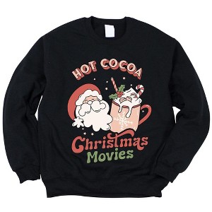 Simply Sage Market Women's Graphic Sweatshirt Retro Hot Cocoa Christmas Movies - 1 of 4