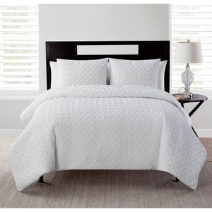 Full/Queen Nina Ii Embossed Comforter Set White - VCNY Home