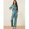 cheibear Womens Satin Sleepwear Lounge with Pants Nightwear 3/4 Sleeves Pajama Set - 2 of 4
