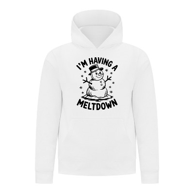 Everyday Kids Christmas Collection I’m Having a Meltdown Pullover Hoodie – Funny Snowman Holiday Sweatshirt - White