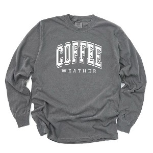 Simply Sage Market Women's Coffee Weather Long Sleeve Garment Dyed Tee - 1 of 2