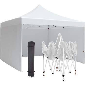 Portable Outdoor Tent,10 x 10 ft, Instant Pop Up Canopy Tent, Pointed Tent with Coated, Waterproof Windproof UV Proof Tent, with Hand Bag, White