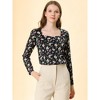 INSPIRE CHIC Women's Blouse Cowl Neck Vintage Floral Long Sleeve Shirts - 2 of 4