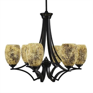 Toltec Lighting Zilo 6 - Light Chandelier in  Matte Black with 5" Gold Fusion Shade - 1 of 1