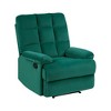 Reclining Chair Velvet Upholstery Square Tufted Back Pillowtop Arms Solid Wood Furniture - 2 of 4