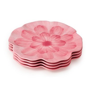 Certified International (Set of 4) 11" Wildflower 3D Floral Melamine Dinner Plates Pink - 1 of 4