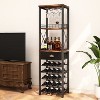 Itopfox 4-Tier Freestanding Wine Rack with Tabletop, Glass Holder, Storage Drawer for Liquor & Glasses, Industrial Style Bar Cabinet for Living Room - 2 of 4