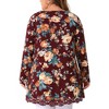 Agnes Orinda Women's Plus Size Lace Trim Floral Pattern Long Sleeve High Low Hem Tunic Blouse - 4 of 4