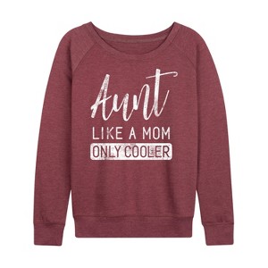 Women's - Instant Message - Like A Mom Only Cooler Lightweight French Terry Wide Neck Long Sleeve Graphic Shirt - 1 of 4