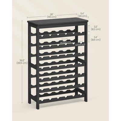 Ink Black Bamboo 42-Bottle 7-Tier Wine Rack with Table Top