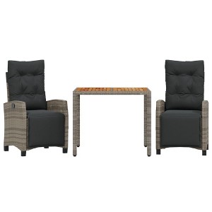vidaXL Patio Dining Set with Cushions Outdoor Garden Furniture Poly Rattan - 35.4" Table Length Gray 2 Items - 1 of 4