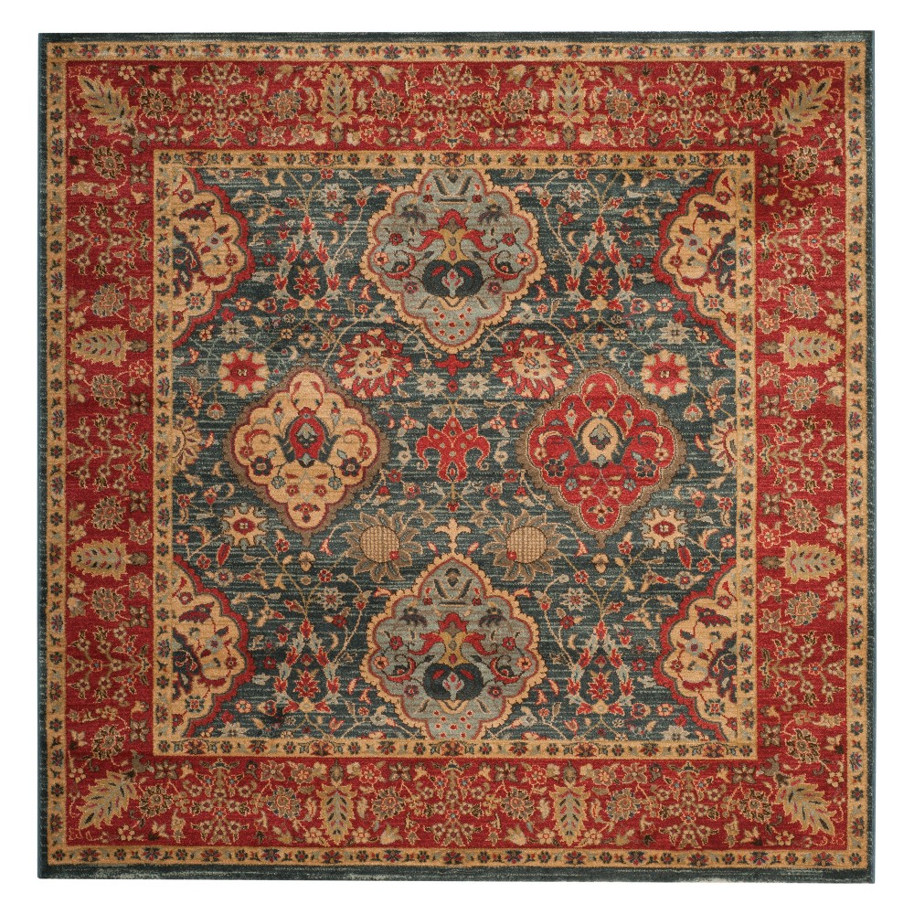 6'7inx6'7in Square Veronica Floral Loomed Area Rug Navy/Red Square - Safavieh