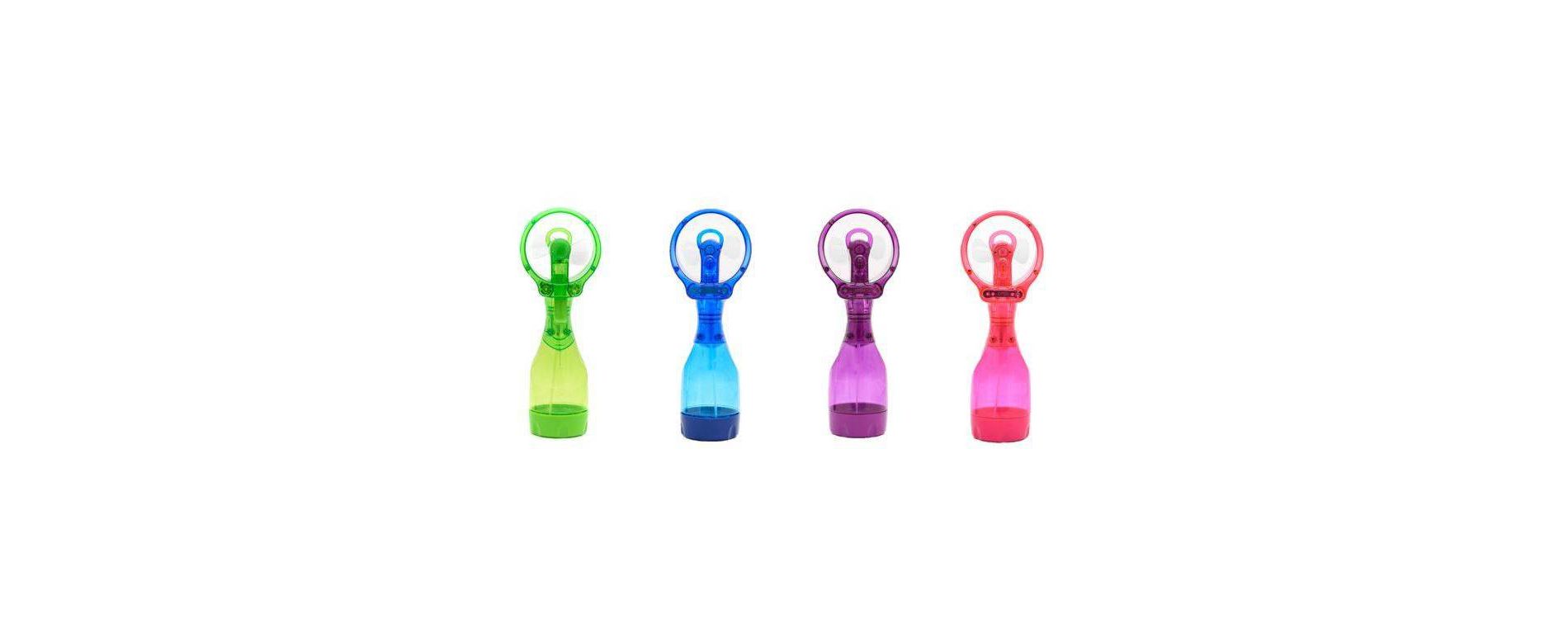 O2COOL Deluxe Handheld Misting Fan Colors May Vary: Portable Personal Spray Fan, Battery Operated, Smooth Plastic Finish