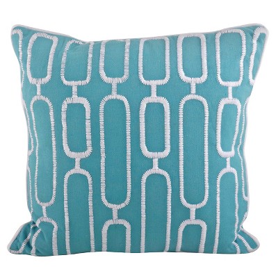 18"x18" Stitched Design Throw Pillow Aqua - Saro Lifestyle