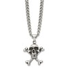 Black Bow Jewelry Stainless Steel Antiqued Skull and Crossbones Necklace 24 Inch - 2 of 4