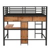 Whisen Modern Full Size Metal & Wood Loft Bed with L-shaped Desk and Shelves - Black & Walnut - 4 of 4