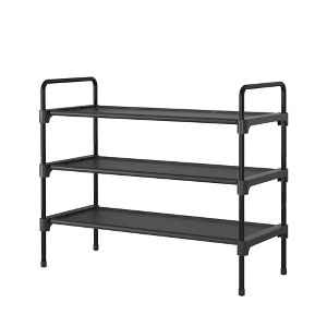 Aoibox Sturdy Metal Shoe Rack for Entryway, Stackable & Detachable Shoe Organizer, 27.6" x 11.8" x 22.6", Black - 1 of 4