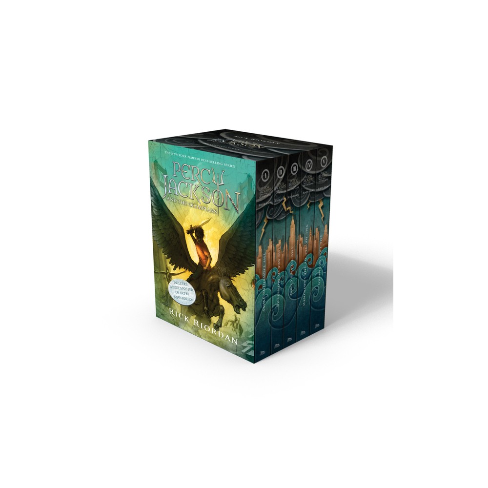 Percy Jackson and the Olympians 5 Book Paperback Boxed Set with poster - by Rick Riordan (Paperback)