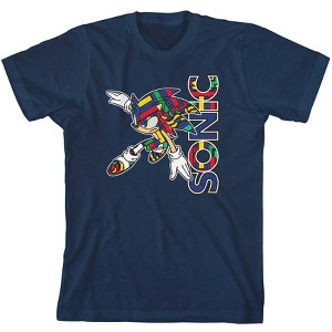 Pop Colors Sonic The Hedgehog Youth Boys Navy T-Shirt - 1 of 2