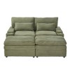 Polibi Modern Corduroy Loveseat Sofa with Two Movable Ottomans - 4 of 4