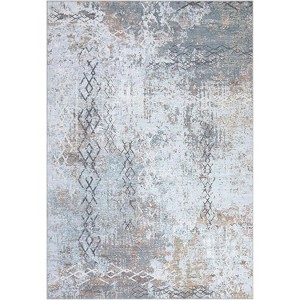 Modern Abstract Hallway Runner Rug, Machine Washable Low-Pile Geometric Non-Slip Floor Mat for Entryway, Living Room, Bedroom, Kitchen - 1 of 4