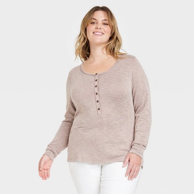 Women's Long Sleeve Henley Neck Shirt - Universal Thread™