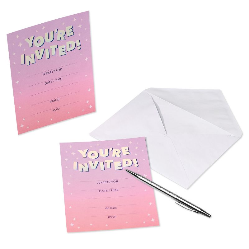 10ct &#39;You&#39;re Invited&#39; Invitation Cards Pink, 3 of 7