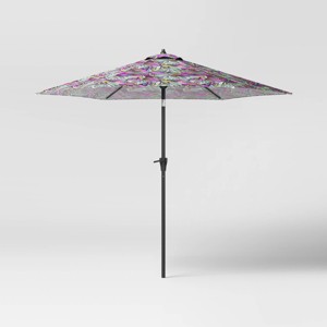 9' Round Outdoor Patio Market Umbrella with Black Pole - Threshold™ - 1 of 4