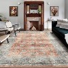 Washable Area Rug, Vintage Floral Non Slip Soft Carpet, Distressed Accent Rug for Living Room, Kids Room, Taupe - 3 of 4