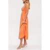 August Sky Women's Solid Sleeveless Wide Ruched Straps Midi Dress - 3 of 4