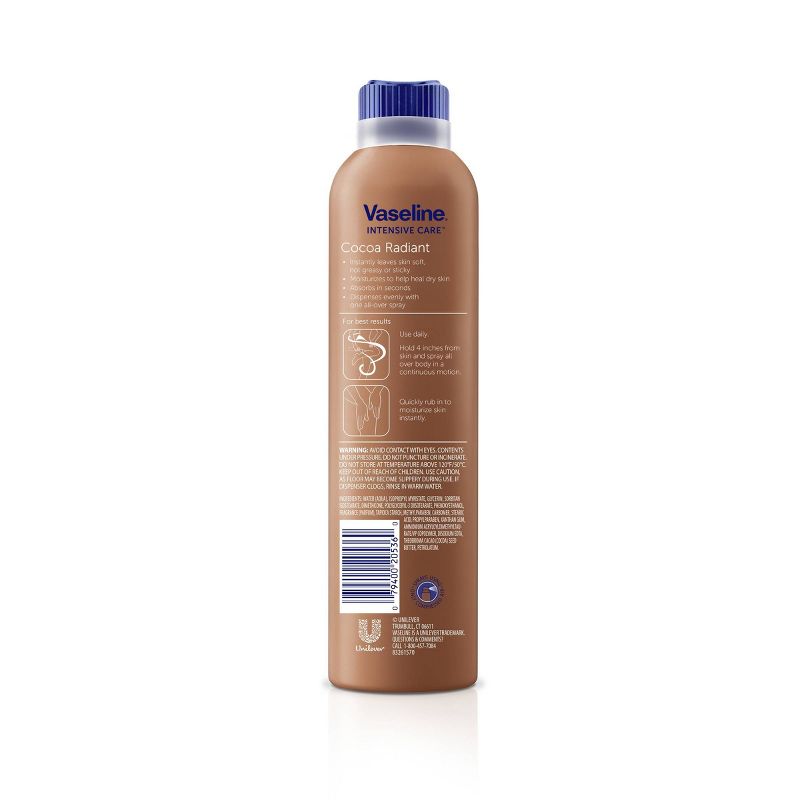 Vaseline Intensive Care Cocoa Radiant Spray Moisturizer Cocoa Butter - 6.5oz, 3 of 11