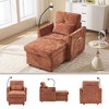 Multifunctional lazy person sofa, recliner can be stored storage backrest with cell phone bracket chenille single leisure chair - 3 of 4