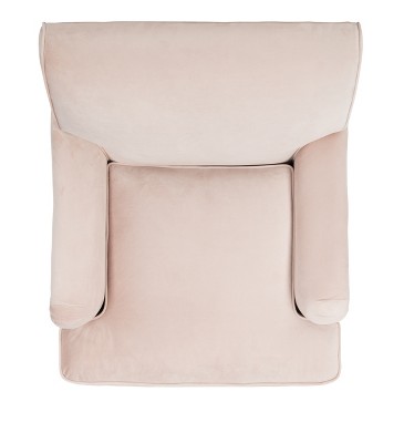 Blush Pink Velvet Contemporary Arm Chair with Espresso Birch Legs