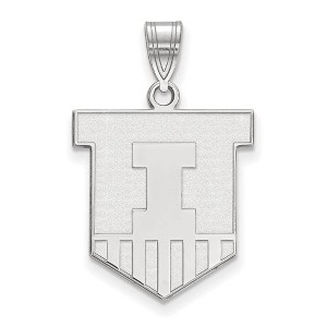 Black Bow Jewelry 10k White Gold Illinois Fighting Illini NCAA Large Pendant - 1 of 3