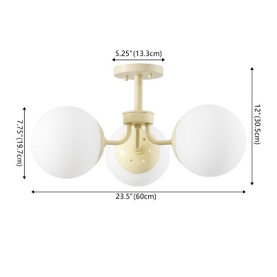 Beige Glass Globe LED Semi Flush Mount Light, 23.5"